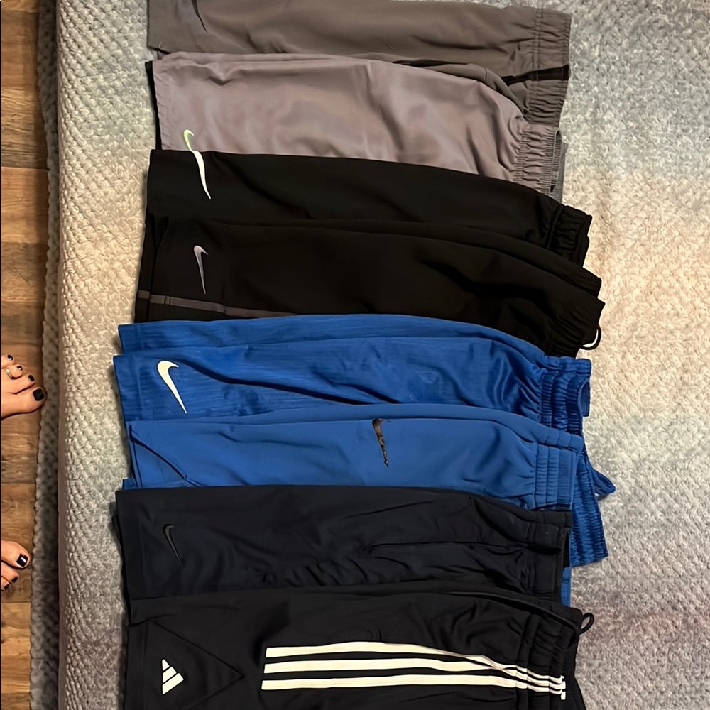 Men’s Nike and Adidas Athletic Shorts Set - Black, Blue, Gray